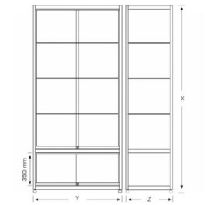 Vitrina tip turn, 2 usi, cu dulap