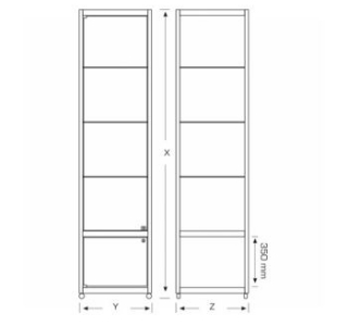 Vitrina tip turn, 1 usa, cu dulap